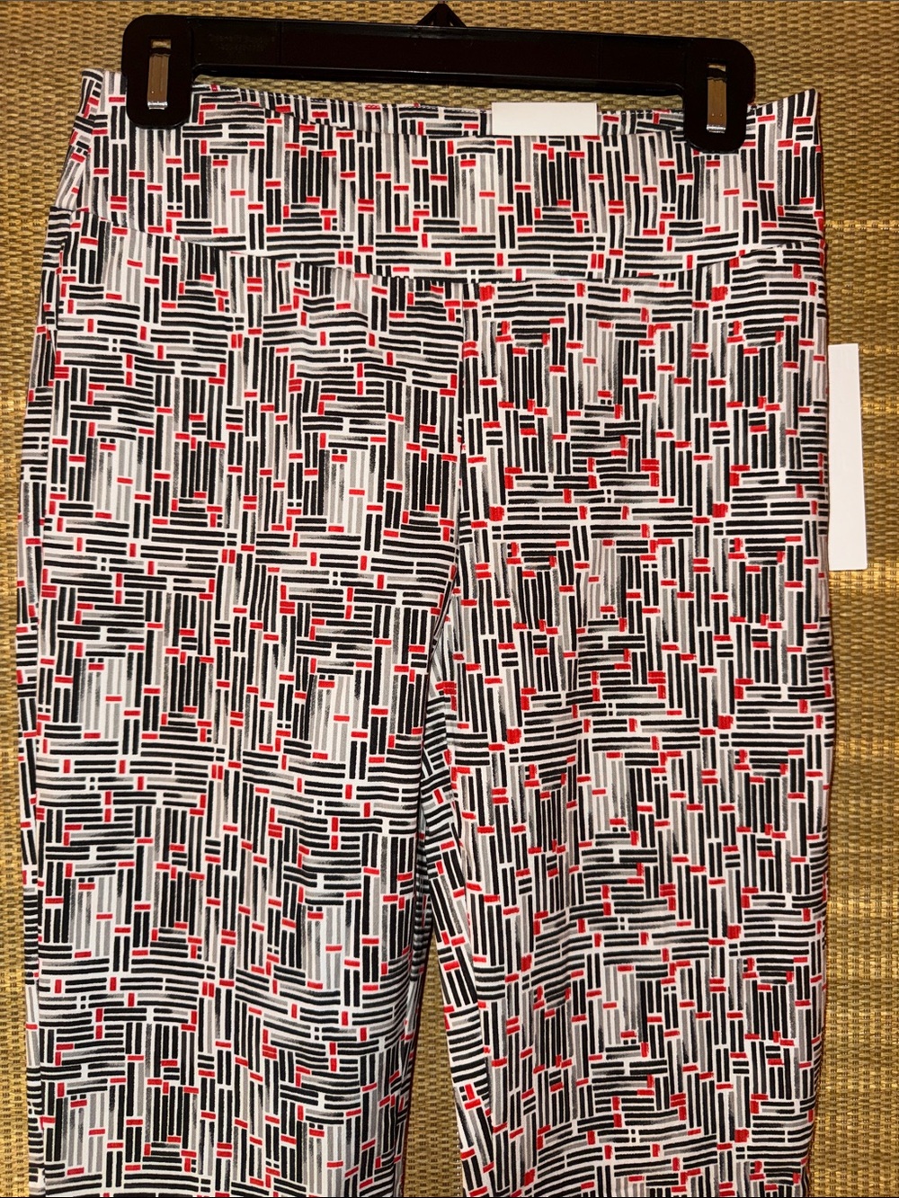 Jules & Leopold Black, White & Red Geometric Slim Pants